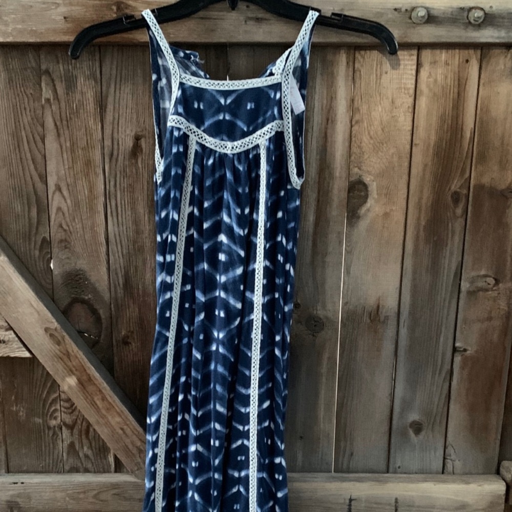 Cherokee Blue & white Maxi sun dress with lace
